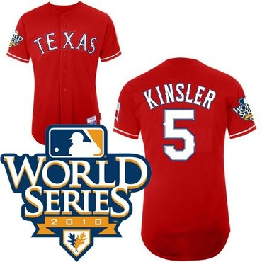 kids 2010 world series patch texas rangers #5 ian kinsler red