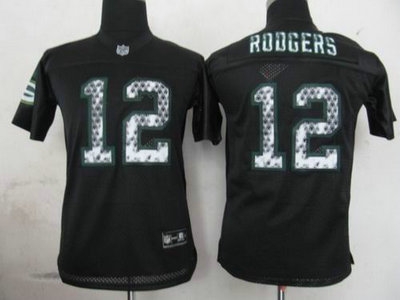 kids green bay packers 12 aaron rodgers black united sideline jersey