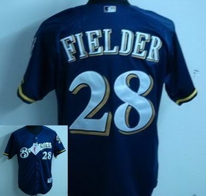 kids milwaukee brewers 28 prince fielder blue jersey