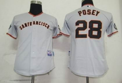 kids mlb san francisco giants 28 posey grey