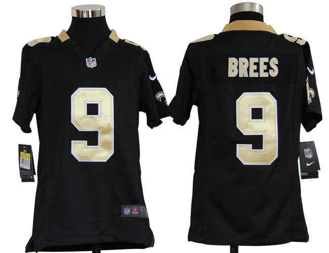 kids nfl new orleans saints 9 drew brees black jerseys