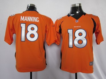 kids nfl denver broncos 18 peyton manning orange jerseys