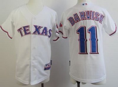 kids texas rangers #11 yu darvish white cool base mlb youth jerseys
