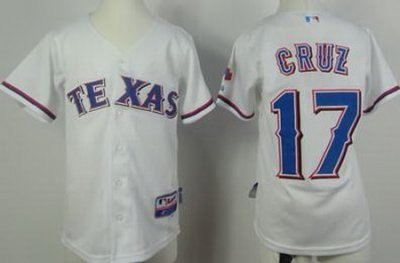 kids texas rangers 17 nelson cruz white cool base mlb youth jerseys