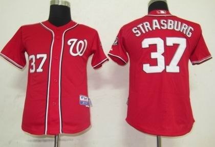 kids washington nationals 37 strasburg red jersey