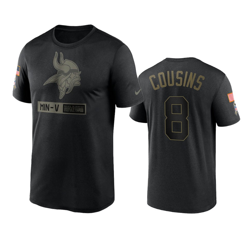 kirk cousins vikings black 2020 salute to service team logo t shirt