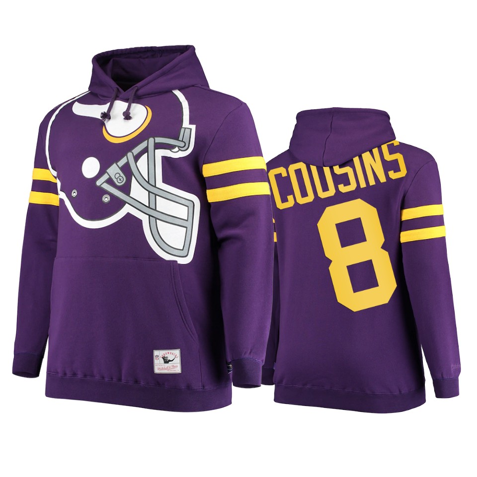 kirk cousins vikings purple big face hoodie