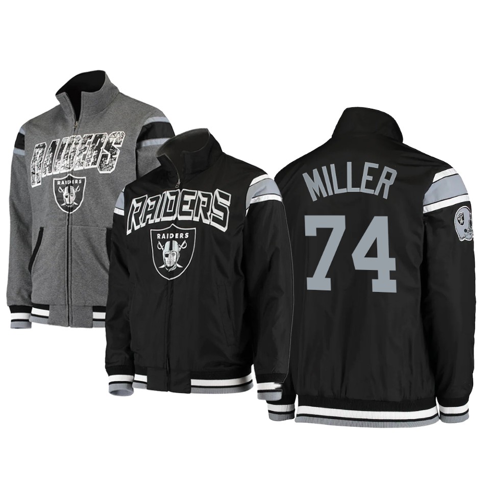 kolton miller raiders black charcoal offside reversible full zip jacket