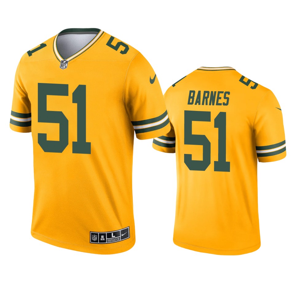 krys barnes packers 2021 inverted legend gold jersey