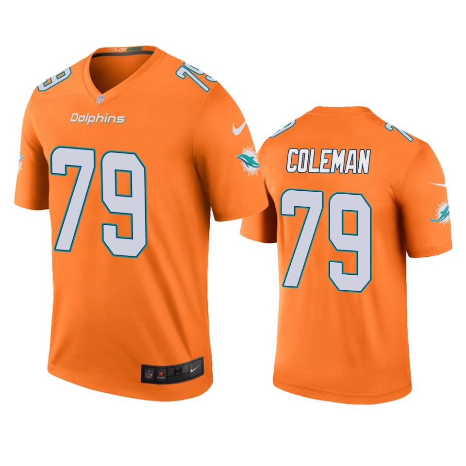 larnel coleman color rush legend dolphins orange jersey