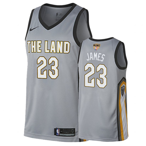 Cleveland Cavaliers Lebron James 2018 NBA Finals City Gray stitched Jersey #23