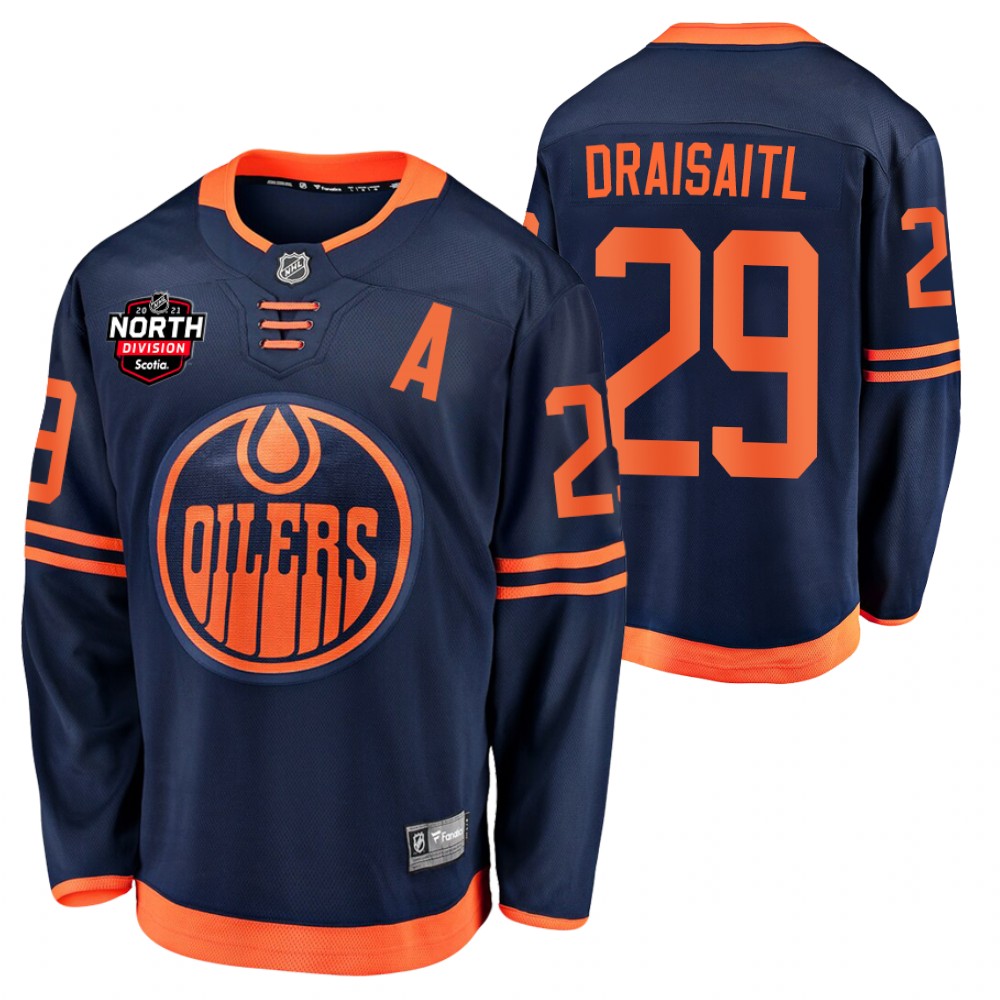 leon draisaitl Oilers 2021 North Division Patch Jersey Navy Alternate