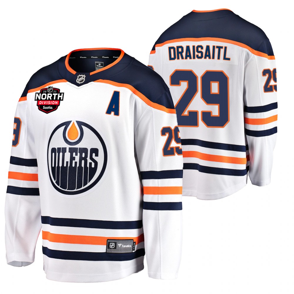 leon draisaitl Oilers 2021 North Division Patch Jersey White Away