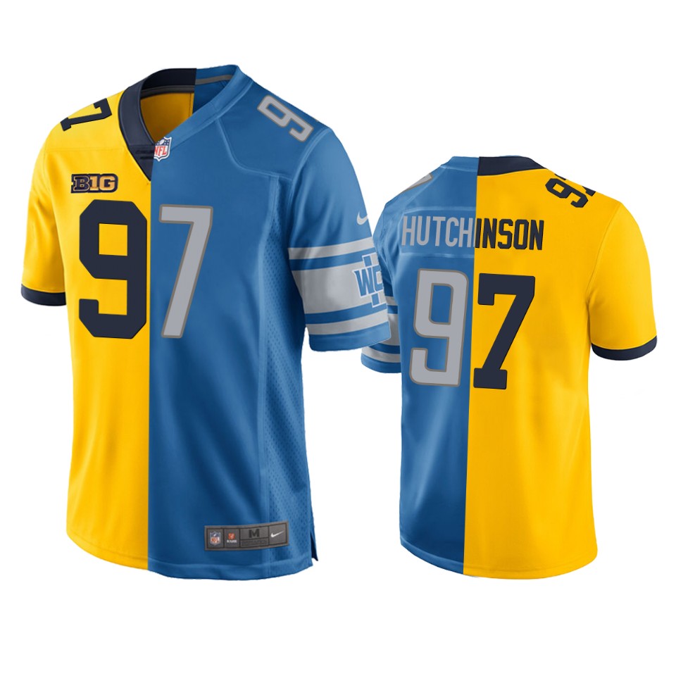 lions aidan hutchinson blue maize 2022 nfl draft jersey