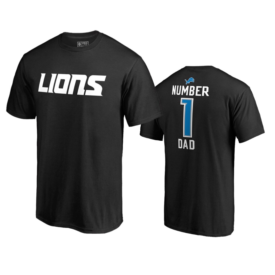 lions black 2019 father's day number 1 dad t shirt
