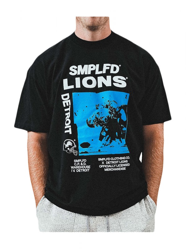 lions black smplfd newsprint t shirt