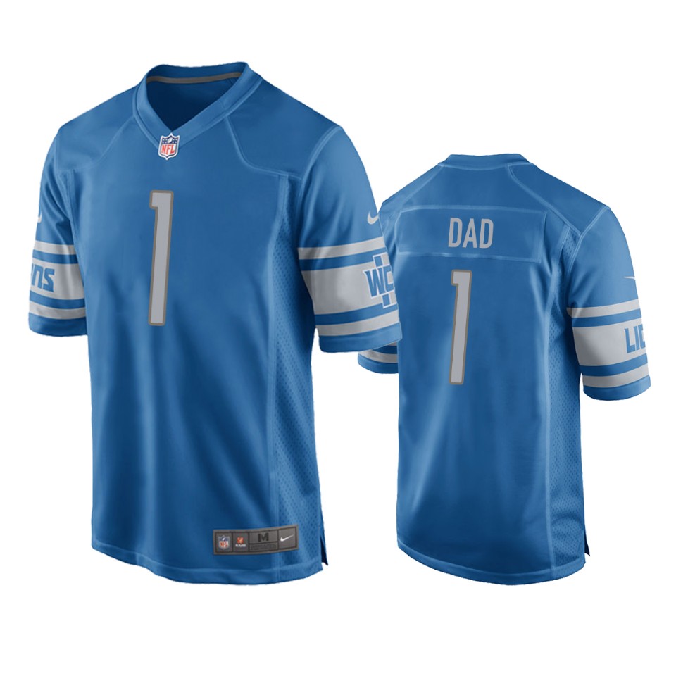 lions blue 2019 father's day number 1 dad jersey
