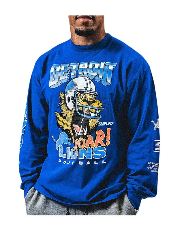 lions blue smplfd roar t shirt