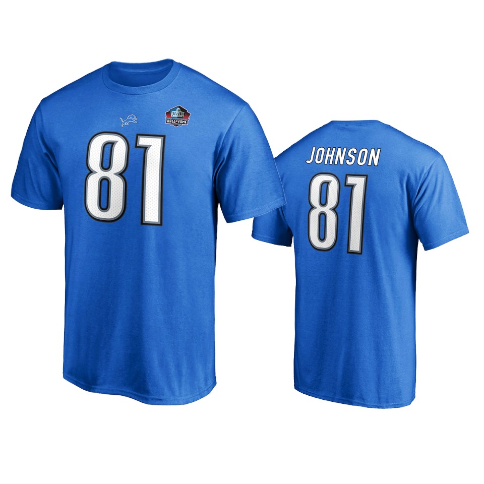 lions calvin johnson blue hall of fame class of 2021 name number t shirt