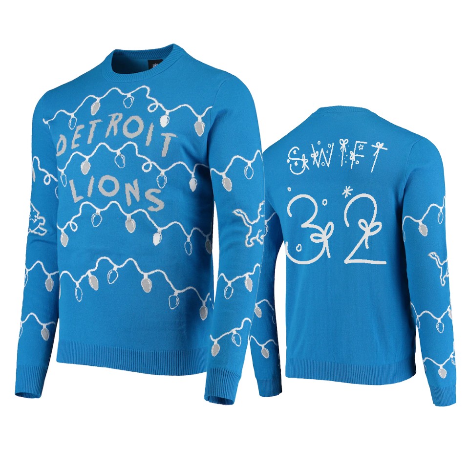 lions d'andre swift blue ugly light up sweater