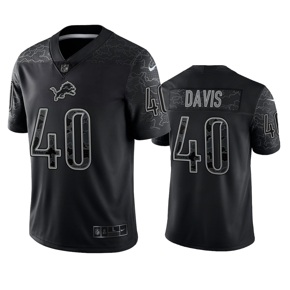 lions jarrad davis black reflective limited jersey