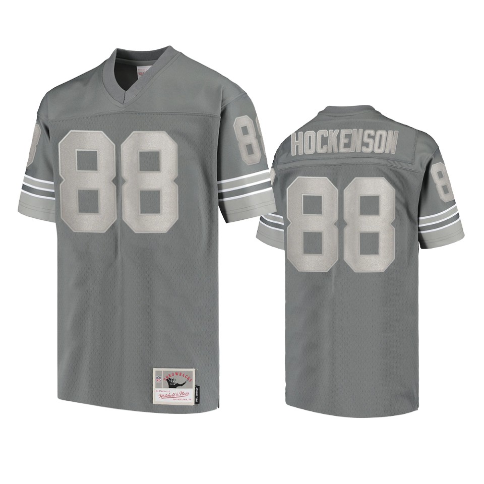 lions t.j. hockenson charcoal metal replica jersey
