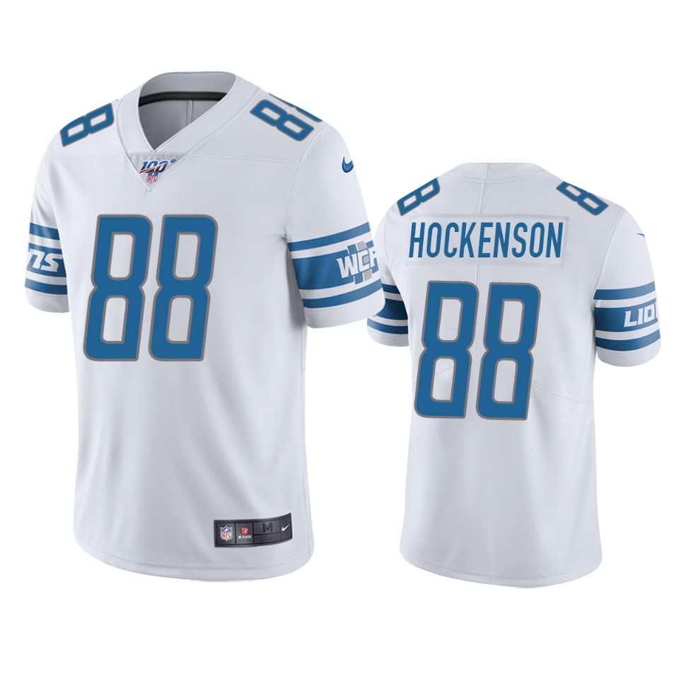 lions t.j. hockenson white limited 100th season jersey
