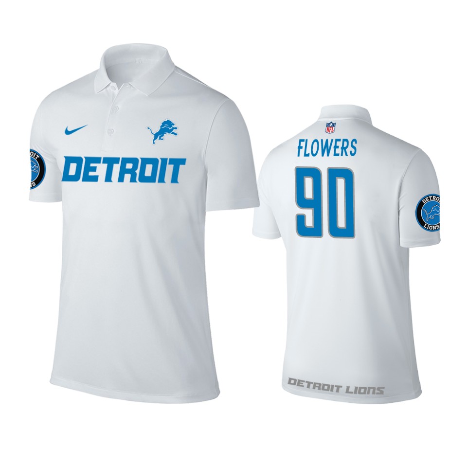 lions trey flowers white player performance polo