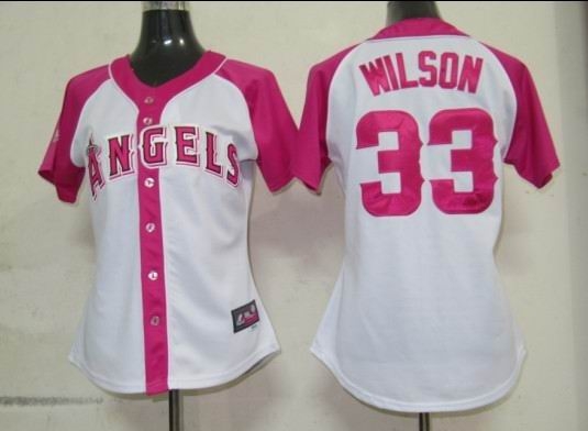 los angeles angels 33 wilson womens pink splash fashion jersey