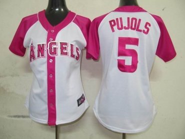 los angeles angels 5 pujols womens pink splash fashion jersey