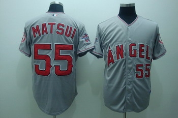 los angeles angels 55 matsui grey jerseys cool base
