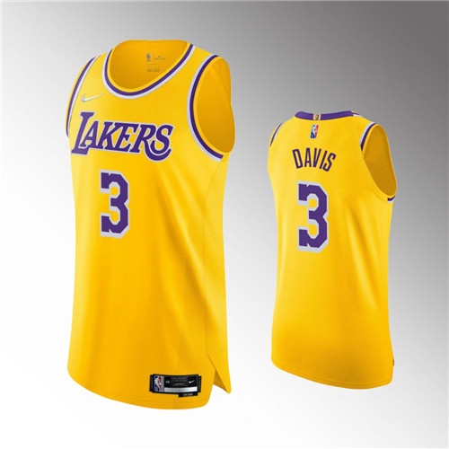 los angeles lakers anthony davis gold 2021-22 75th anniversary authentic icon jersey