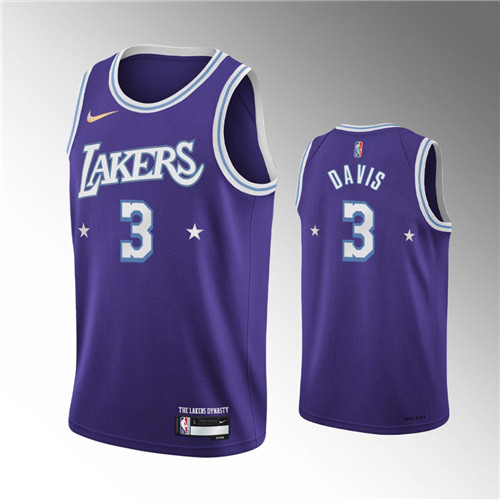 los angeles lakers anthony davis purple 2021-22 75th anniversary city jersey
