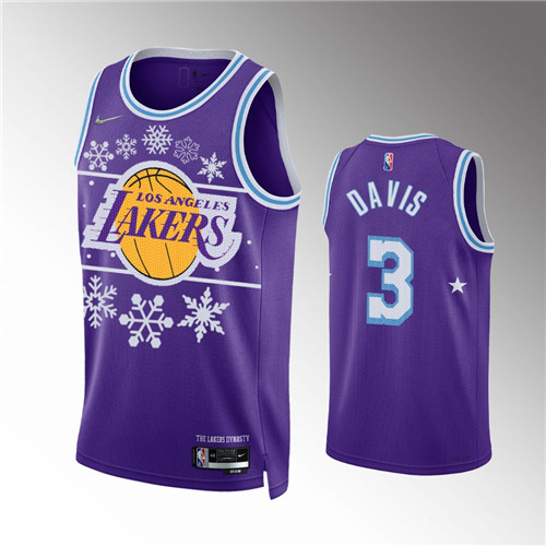 los angeles lakers anthony davis purple 2021-22 christmas gift nba 75th jersey