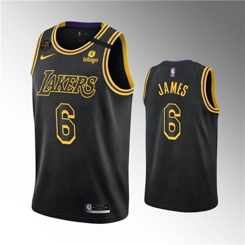 los angeles lakers lebron james black 2021-22 mamba swingman jersey
