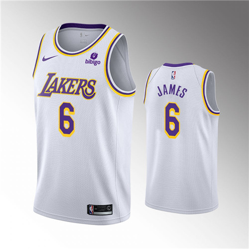 los  angeles lakers lebron james white 2021-22 association edition swingman home jersey