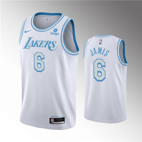 los angeles lakers lebron james white 2021-22 city edition swingman jersey