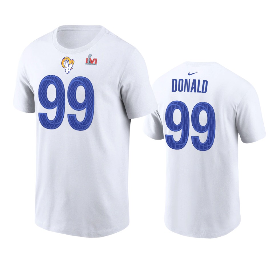 los angeles rams aaron donald white super bowl lvi t shirt