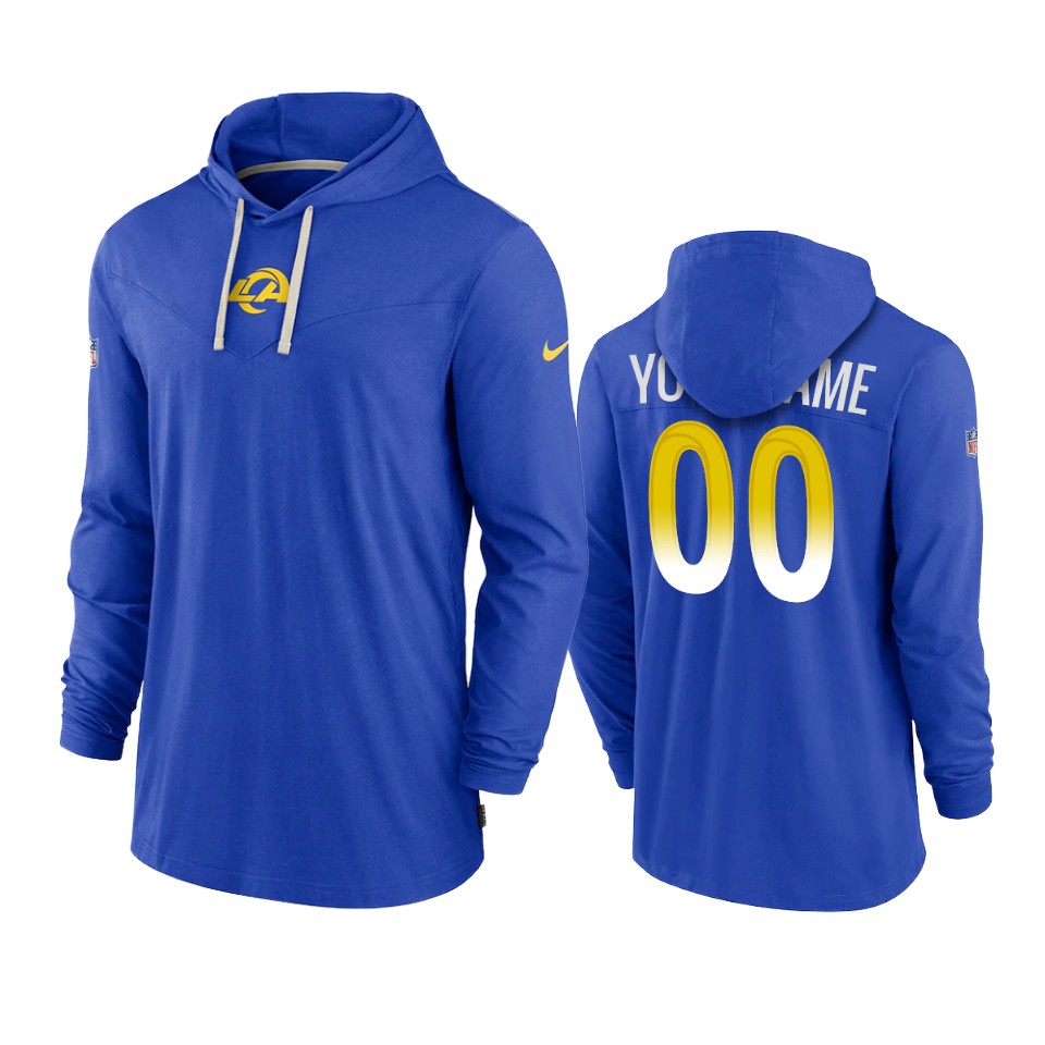 los angeles rams custom royal sideline performance hoodie tri blend t shirt