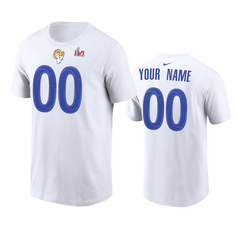 los angeles rams custom white super bowl lvi t shirt