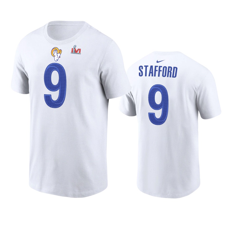 los angeles rams matthew stafford white super bowl lvi t shirt