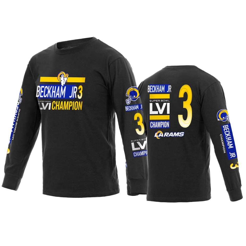 los angeles rams odell beckham jr. black super bowl lvi champions long sleeve t shirt