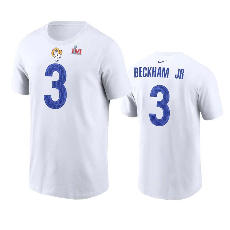 los angeles rams odell beckham jr. white super bowl lvi t shirt