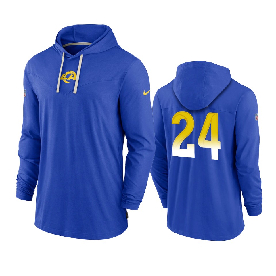 los angeles rams taylor rapp royal sideline performance hoodie tri blend t shirt