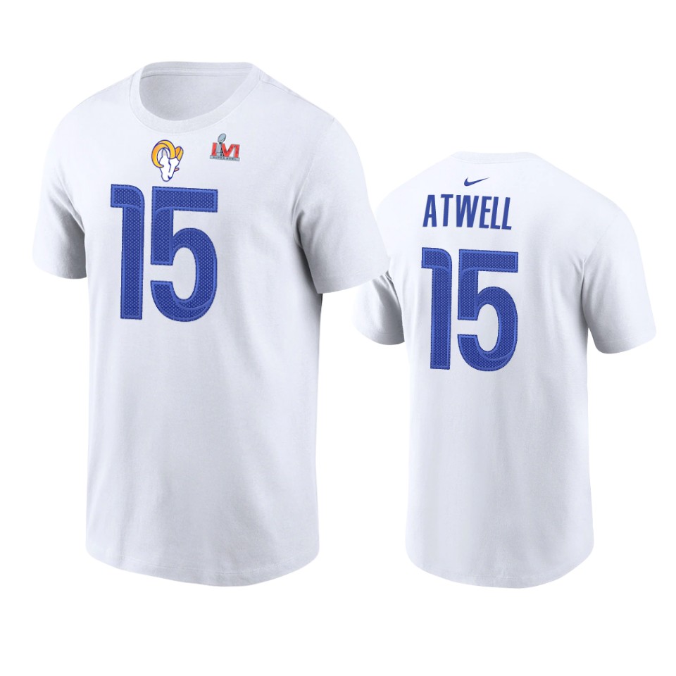 los angeles rams tutu atwell white super bowl lvi t shirt