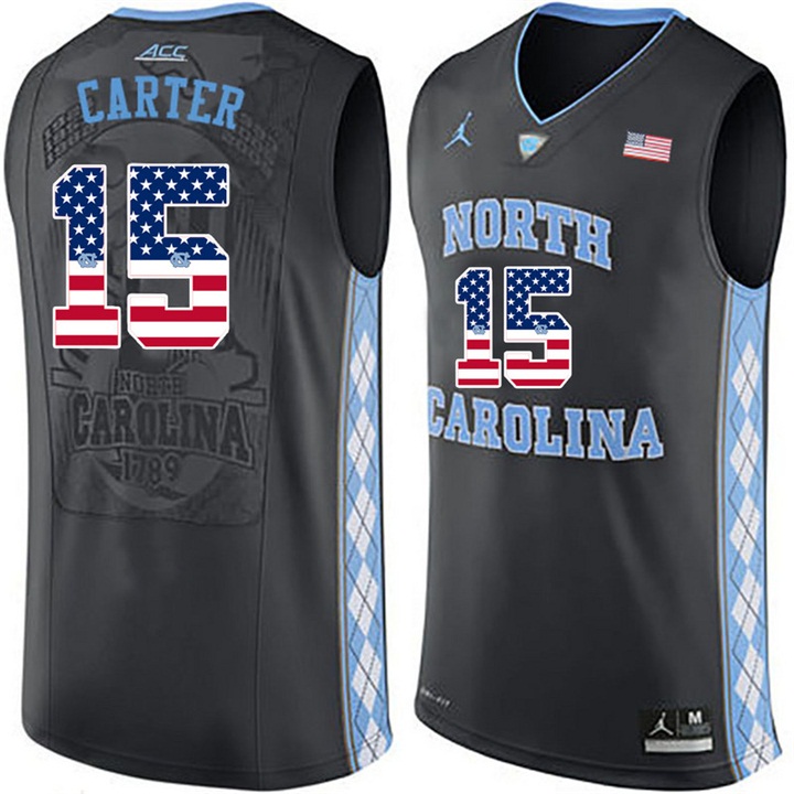 male north carolina tar heels 15 vince carter black national flag basketball jersey