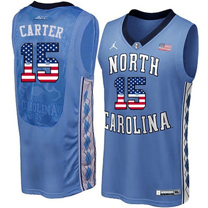 male north carolina tar heels 15 vince carter blue national flag basketball jersey
