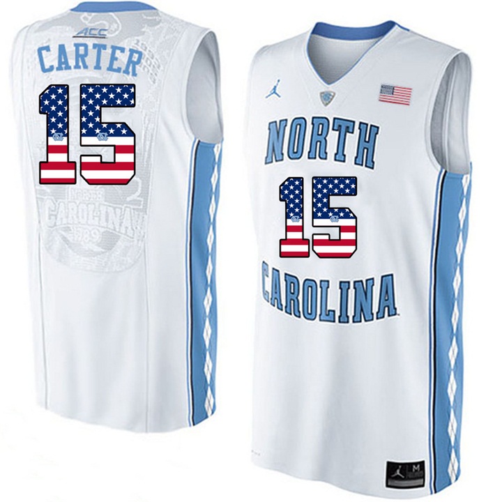 male north carolina tar heels 15 vince carter white national flag basketball jersey