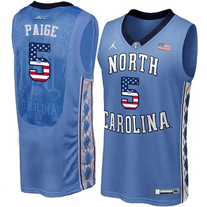 male north carolina tar heels 5 marcus paige blue national flag basketball jersey