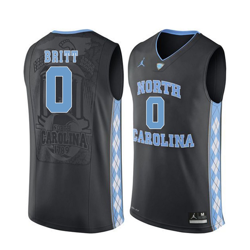 male north carolina tar heels black 0 nate britt jersey